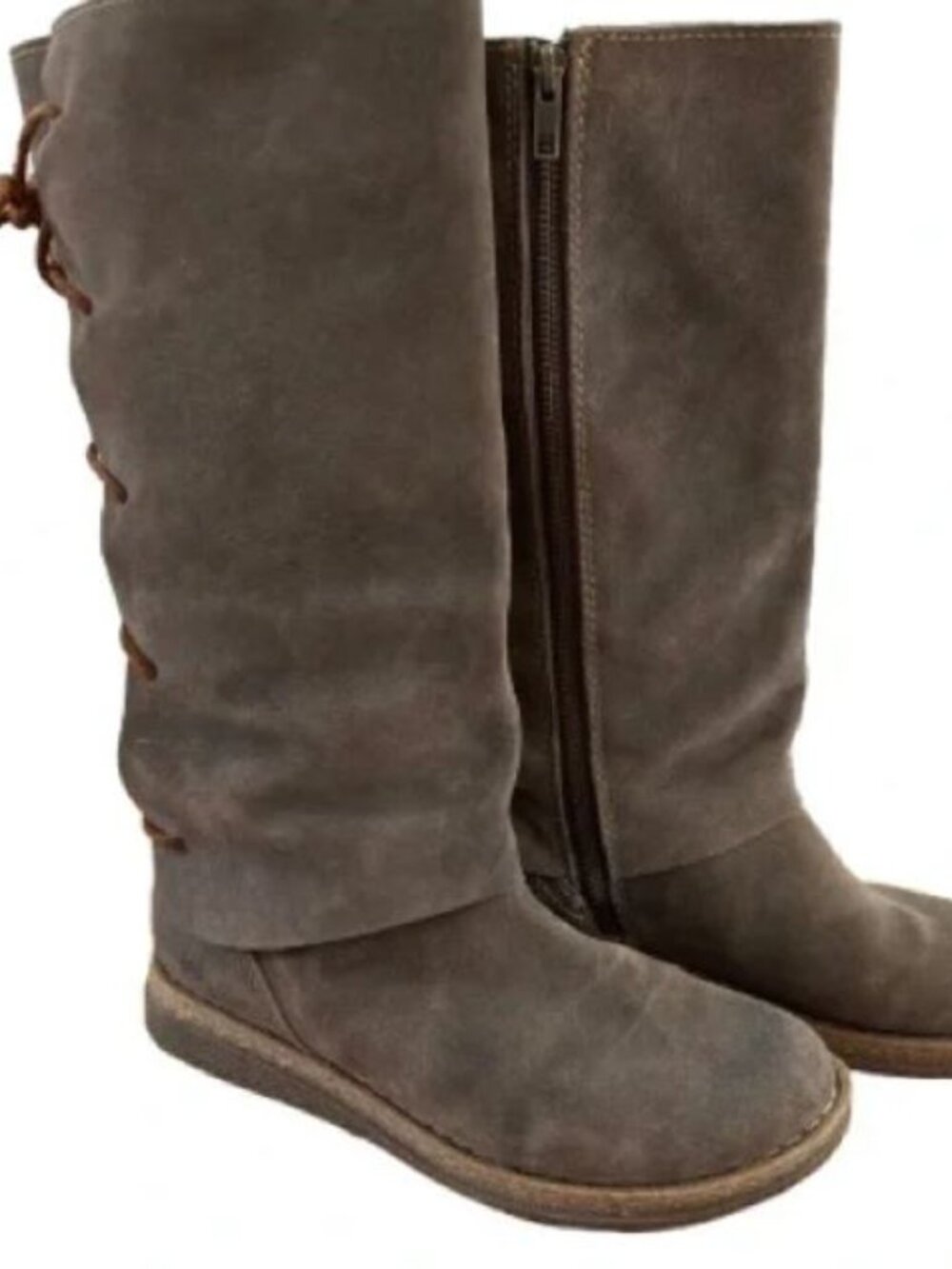 BORN~Brown Suede Leather Renfaire Lace Back Boots~Size 9 - Picture 2 of 5